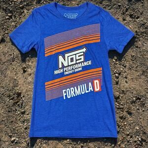NOS Formula D T Shirt Blue Medium Y2K Racing Graphic Tee Energy Drink